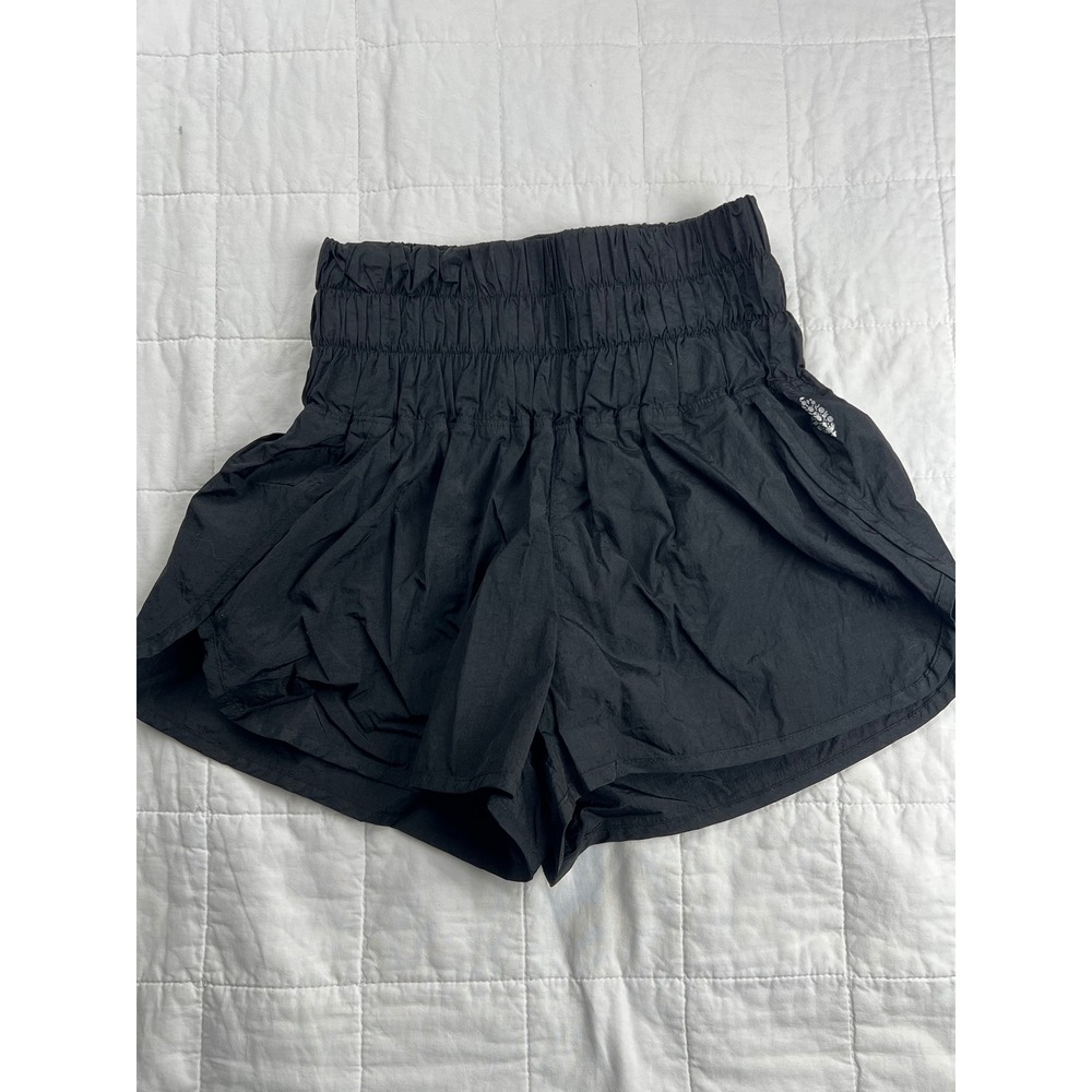 Free People Movement Black High Waisted Shirred Athletic Shorts Size S‎